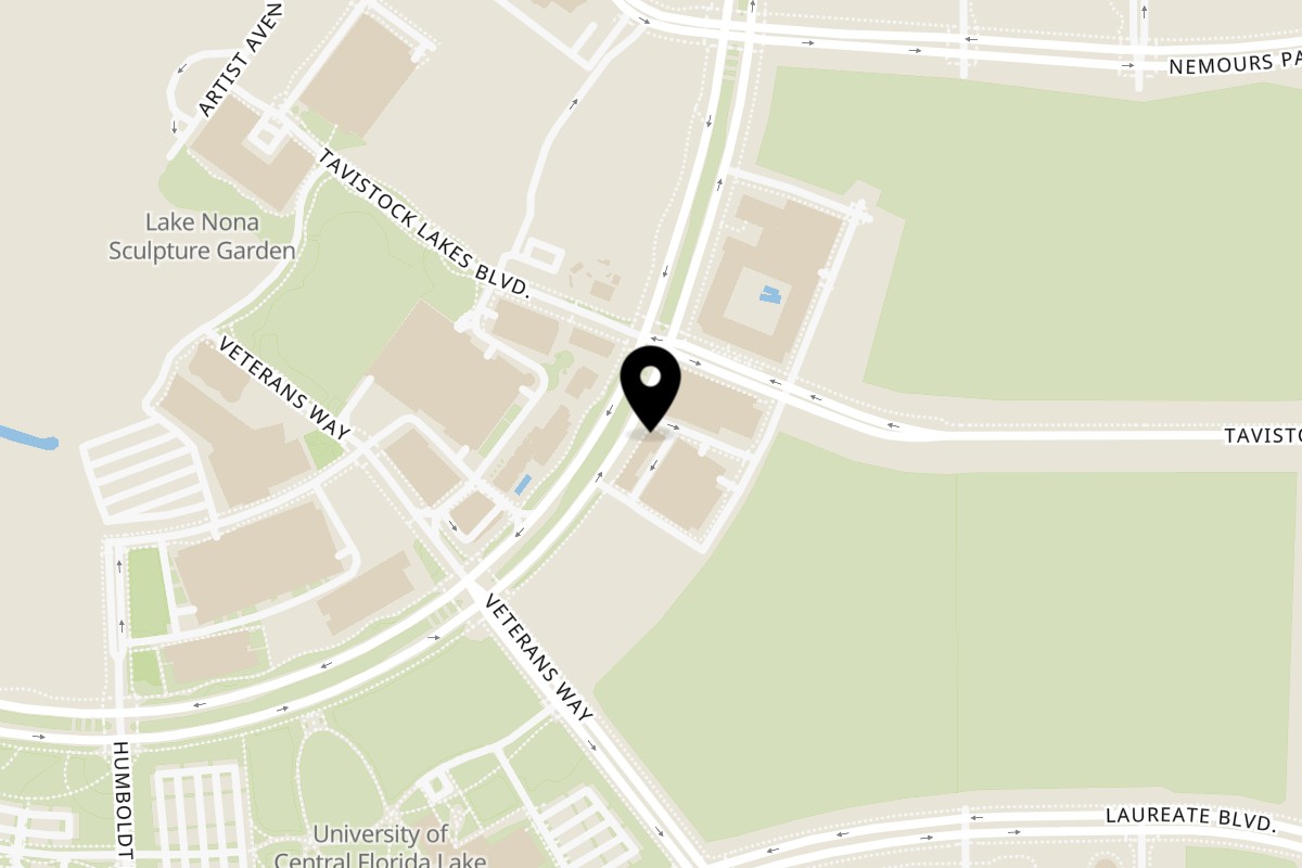 Map showing the location of Pinnaaki Indian Fusion Fast Food on 6982 Lake Nona Blvd in Orlando